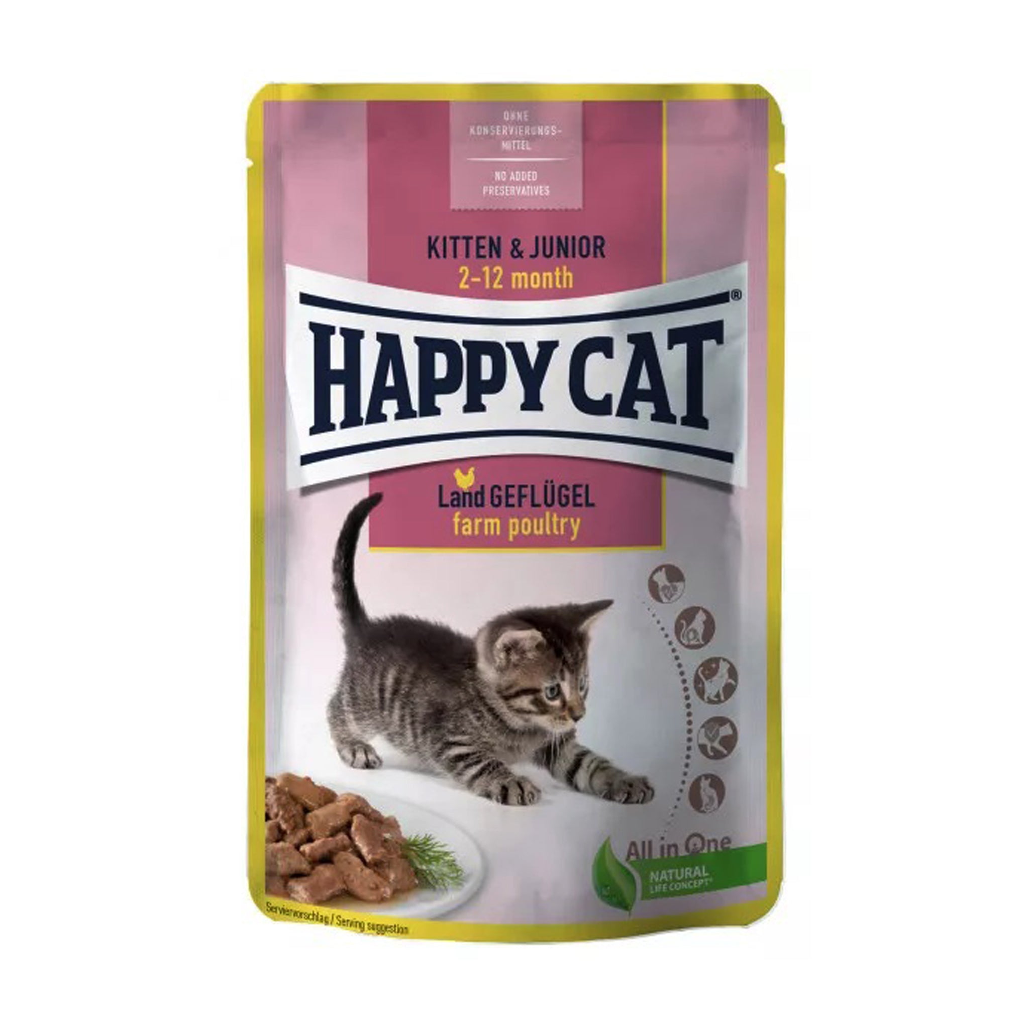 Happy Cat Kitten MIS Kitten & Junior Farm Poultry 85 g Pouch - Confiance Co