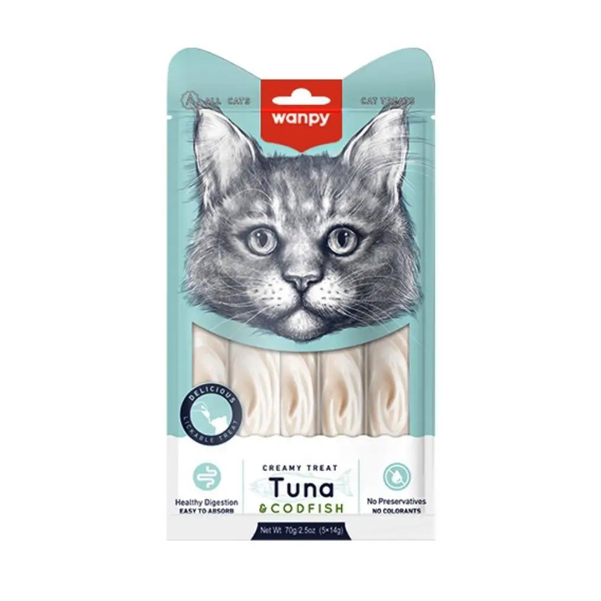 Wanpy Adult Cat Creamy Lickable Treat Tuna & Codfish 70 g Pouch - Confiance Co