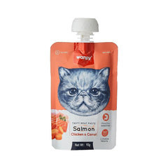 Wanpy Adult Cat Tasty Meat Paste Salmon Chicken & Carrot 90 g Pouch - Confiance Co