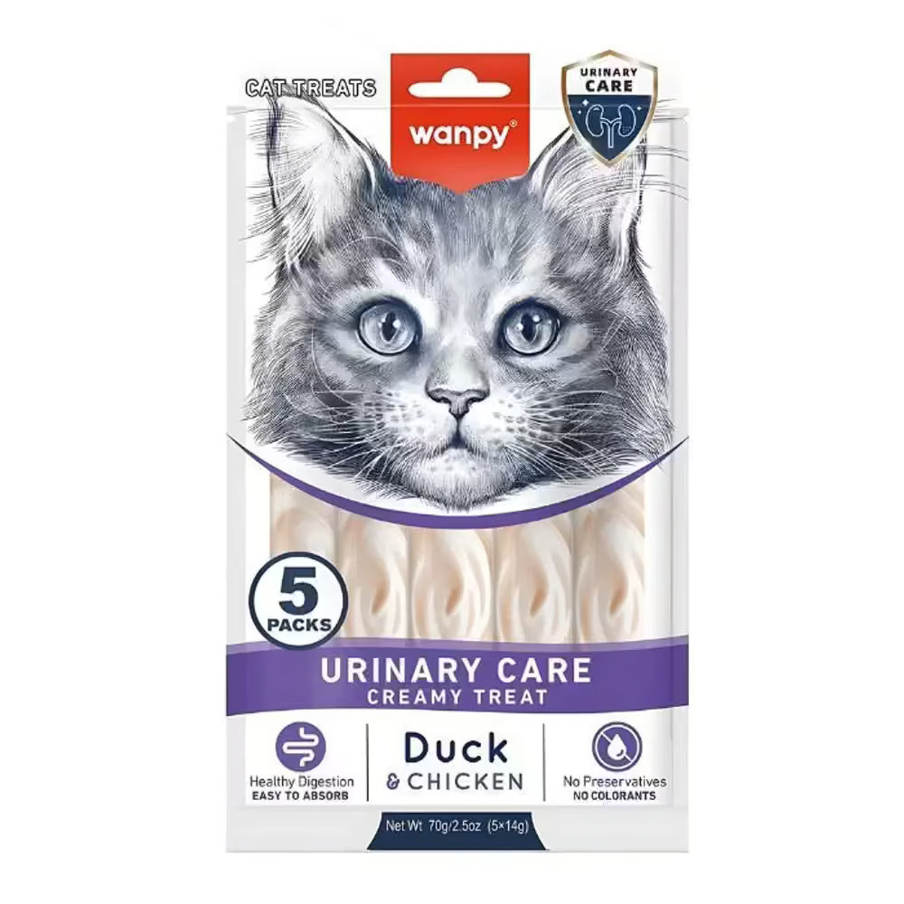 Wanpy Adult Cat Functional Creamy Lickable Treat - Duck & Chicken (Urinary Care) 70 g Pouch