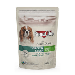 Bonacibo Adult Dog Chicken & Beef - Chunks in Jelly 100 g Pouch