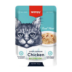 Wanpy Adult Cat Real Meat Chicken & Codfish 85 g Pouch