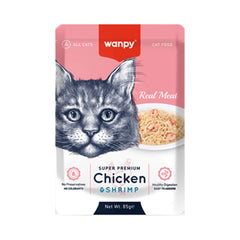 Wanpy Adult Cat Real Meat Chicken & Shrimp 85 g Pouch