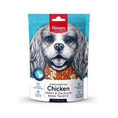 Wanpy Adult Dog Chicken & Calcium Bone Twists 100 g Pouch