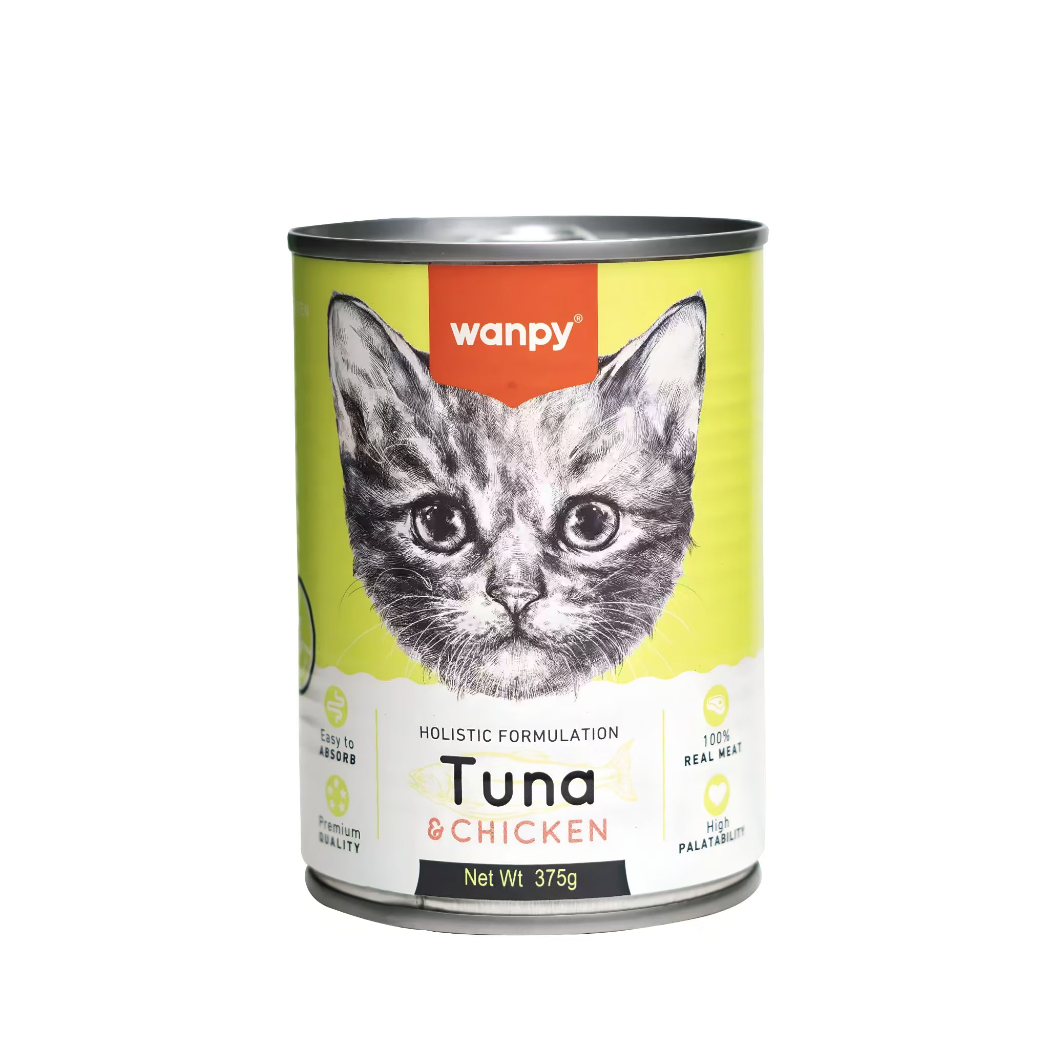 Wanpy Holistic formulation Cat Can for Kitten Tuna+Chicken 375g